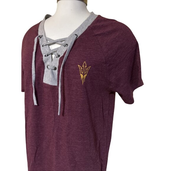 Arizona State ASU Sun Devils Colosseum Maroon Lace Up V-Neck T-Shirt Women's M - Picture 3 of 7